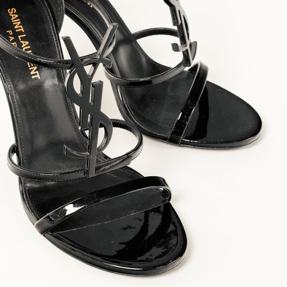 Saint Laurent Cassandra Sandal in Black Patent Leather - Picture 7 of 12